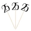 Black Glitter 25th Birthday Centerpiece Sticks, 12-Pack Number 25 Table Topper Anniversary Party Decorations