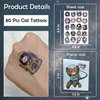 80 PCS Space Cats Temporary Tattoos for Party Supplies, Temporary Tattoo Stickers for Birthday Parties, Cat Tattoos Party Favor Activities, Waterproof Temporary Tattoos. (Cat 80PCS)