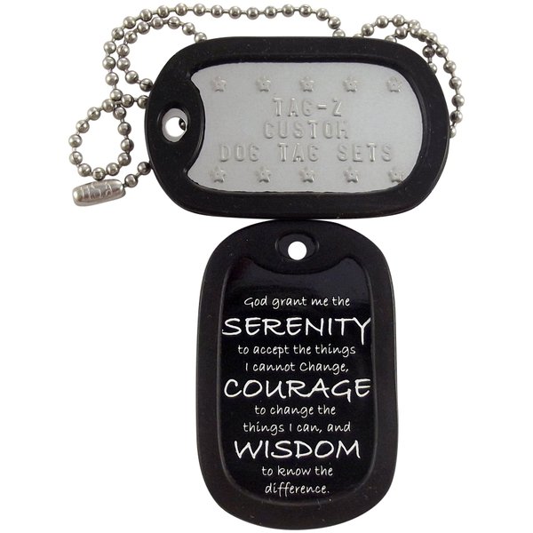 Military Dog Tags - Custom Embossed Serenity Prayer Military Dog Tag Set