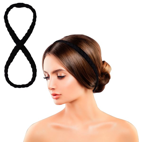 Sage Sultana Braided Headbands for Adults - Stretchy Hair Bands Hair Accessories for Yoga Workouts Gift for Her (black)