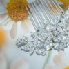 Crystal Wedding Flower Hair Comb Silver Bridal Side Hair Combs Rhinestone Leaf Headpiece Handmade Diamond Hairpiece Bride Hair Accessories for Women (Silver)