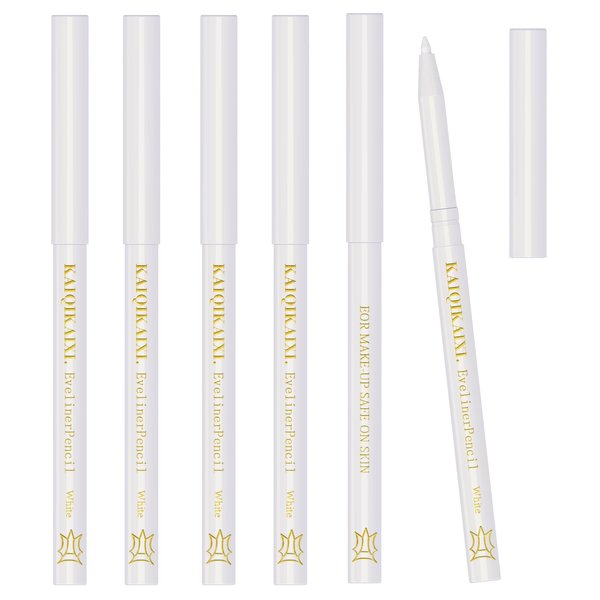 6Pcs White Eyeliner Pencils Professional Use as Highlighter,Lip Line Pen Long-lasting Nice Color Eye Brow Gel Pen Makeup Brow Tint Pencils Beauty Makeup Tools
