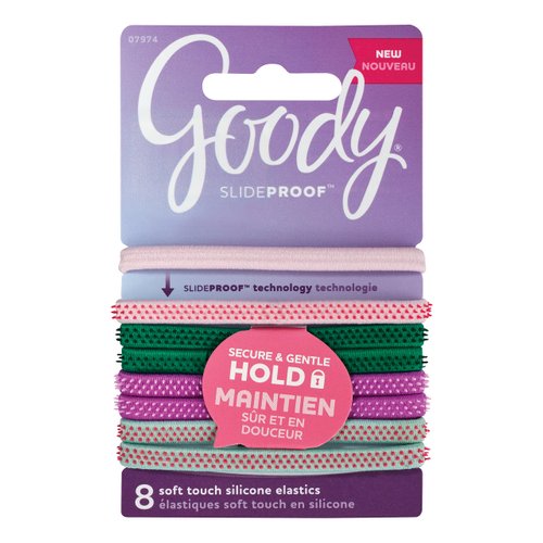 Goody SlideProof Hair Tie Elastics, Sparkly Neon, 8Count