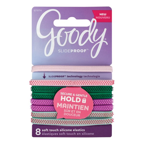 Goody SlideProof Hair Tie Elastics, Sparkly Neon, 8Count