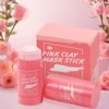 2 PCS Rose Clay Stick Mask for Face, Pore Mask,Blackhead Remover with Kaolin Clay & Rose Extract ,Poreless Deep Cleanse Mask Stick for Purifying,Moisturizing,Oil Control Reduce for Women and Men