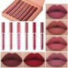 Fasurid Lipstick for Women, Liquid Matte Makeup Set, 6Pcs Long-Lasting Wear Non-Stick Cup Not Fade Waterproof Velvet Lip Gloss Kit, Lip Makeup Gift Sets for Girls Mothers Dark Color