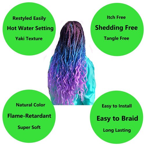 Braiding Hair 24 Inch Kanekalon Braid Hair Extensions Hot Water Setting (C50-1Pack)