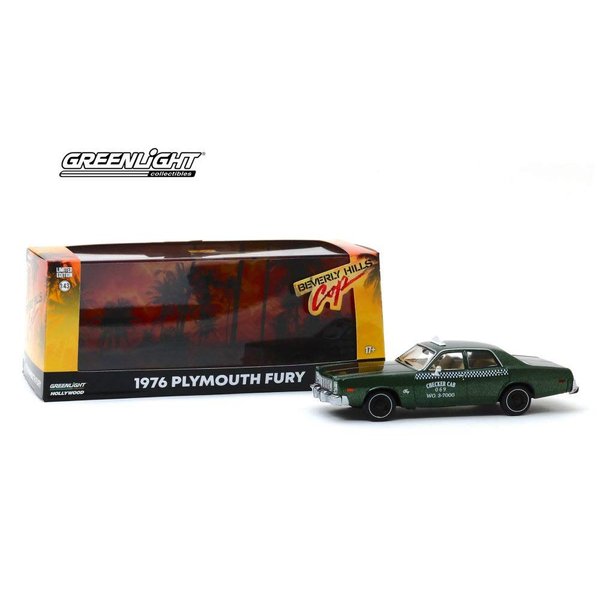 1976 Plymouth Fury Taxi Checker Cab, Beverly Hills Cop - Beverly Hills Coplight 86566 - 1/43 Scale Diecast Model Toy Car