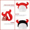 LALAFINA 2Pcs Facial Spa Headbands, Plush Devil Hair Band Face Wash Headband Soft Elastic Makeup Hairbands for Shower Face Washing (Black, Red)