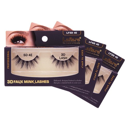Laflare Silk Lashes 3D FAUX MINK Eyelashes, Light, Reusable, Handmade, Natural Looking, Professional Easy to Apply Eyelashes in a Knitted Style1-3 PACKS BUNDLE SPECIAL (3, SD04E)