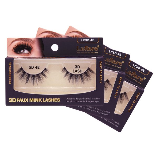 Laflare Silk Lashes 3D FAUX MINK Eyelashes, Light, Reusable, Handmade, Natural Looking, Professional Easy to Apply Eyelashes in a Knitted Style1-3 PACKS BUNDLE SPECIAL (3, SD04E)