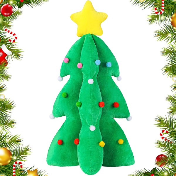 Harrycle Christmas Tree Plush Set 24 Inch Christmas Tree Stuffed Animals Soft Plush Christmas Toy Xmas Decoration Gifts for Kids Baby Toddlers(Green)
