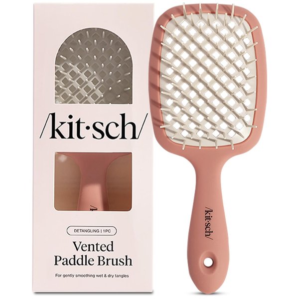 Kitsch Lightweight Vented Hair Brush Detangler for Women, Men & Toddlers - All Hair Types | Soft Bristle Hairbrush for Hair Care | Easy-to-Hold Hair Dryer Brush | Detangling & Blow Drying - Terracotta