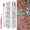 Fcozpjk Nail Design Kit, Nail Art Brushes Set Dotting Tools, Nail Art Kit With 3D Flowers Nail Charms Crystal Gems Caviar Beads, Gold Leafs Foil Flakes, Butterfly Nail Stickers French Tips Strips