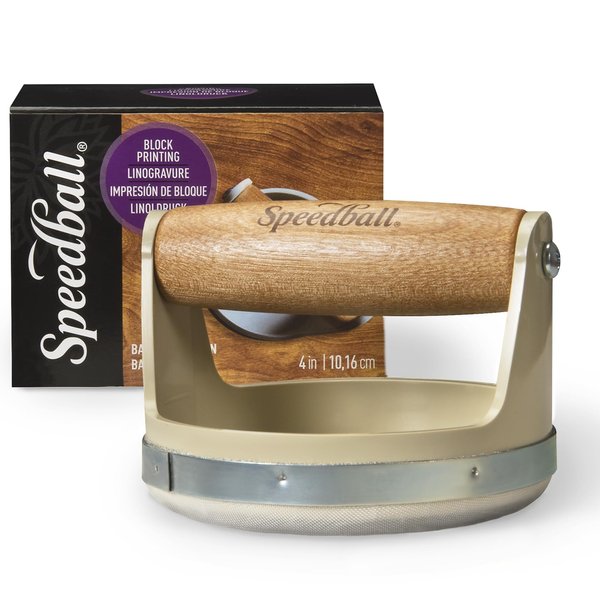Speedball Block Printing Baren - Comfortable Wooden Handle, Made in the USA - 4 Inches