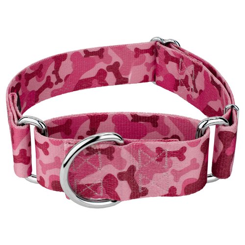 Country Brook Petz - Pink Bone Camo Martingale Dog Collar - Camouflage Collection with 10 Rugged Designs (1 1/2 Inch, Medium)
