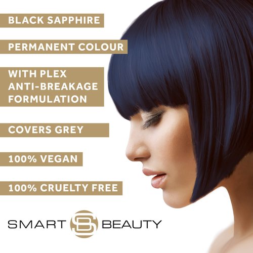 Best Hair Dye Permanent with added Plex hair anti-breakage technology, Vegan & Cruelty Free | Smart Beauty (Blue Black)