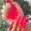 120pc XL Coffin Press on Nails Extra Long Colored Ballerina False Nail Tips Full Cover Artificial Fingernails Manicure Design Desigh Women Girls Christmas Gift (Hot Pink)