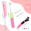 10 Pieces Latch Hook Crochet Needle Comb Hair Clip Set Include 3 Pieces Stainless Steel Crochet Needle 4 Pieces Alligator Hair Clip 3 Pieces Rat Tail Comb for Hair Extension