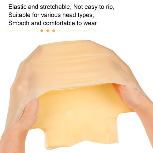 2 Pieces Halloween Bald Cap Makeup Latex Bald Head Wig Caps Bald Hat Cosplay Makeup Costume Accessories for Adults Women (Beige, Black,Classic Style)