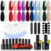 MEFA 19 Pcs Gel Nail Polish Kit with U V Light, 12 Colors All Seasons Soak Off Gel Polish Nail Set with Glossy Base Top Coat Essential Manicure Tools Beginners Salon Nails Art DIY