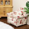 Dollhouse Couch with Pillow 1 12 Scale Miniature Sofa Arm Chair Living Room Furniture Wooden Fabric Frame Single Reading Chair Artificial House Room Scene Decoration (White Floral)
