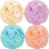FARMOGA Bath Loofah Sponge Back Scrubber Shower Sponge Soft Mesh Exfoliator Pouf Shower Ball Bath Sponges for Women and Men Bath Accessories (4Pcs 50g Multi Colour)