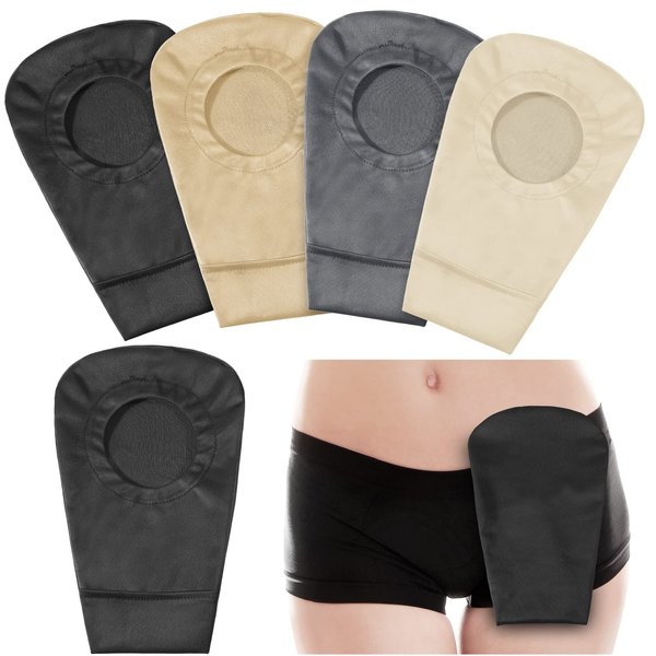 Sherr Ostomy Bag Cover Colostomy Bag Covers Odor Control Stretchy Bag Cover Washable Pouch Liner for Women Men Lightweight Care Protector Supplies, 4 Colors (4 Pieces)