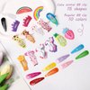 Hair Clips for Girls,110 Pcs No Slip Metal Snap, Barrettes for Kids Teens Women, Cute Candy Color Cartoon Design Hair Pins (Animals Fruits Crowns Stars)