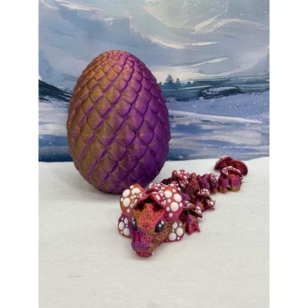 Generic Baby Mushroom Dragon with Dragon Egg, 6"" 3D Printed Articulated Red Purple Gold Baby Mushroom Dragon, Home Decor Executive Desk Toys,Fidget Toys for Autism/ADHD BD005-RPG, Medium