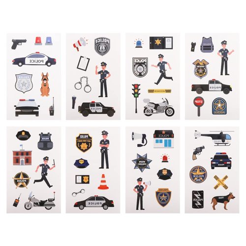 24 Sheets Police Temporary Tattoos, Birthday Decorations Police Party Favors