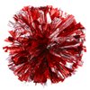 Regpre Cheerleading Pom Poms 14" Red Silver Metallic Foil with Ring Handle for Cheer Squads, Sports Dance Competitions, Cheering, 2 Pack