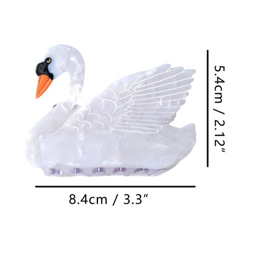 OMG Decor White Swan Claw Clip,Acetate Hair Clips,Small Claw Clips for Women