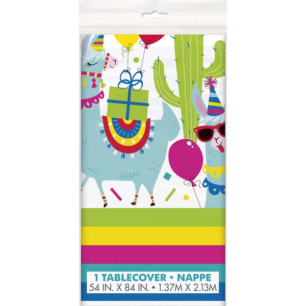 Unique Llama Birthday Rectangular Multicolor Plastic Table Cover- 54" x 84" (1 Pc) - Perfect for Kids' Birthday Parties, Adorable Llama Theme