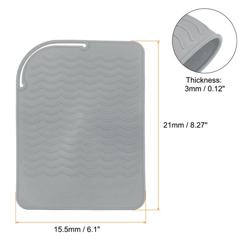HARFINGTON Silicone Iron Hair Curling Pad, Multipurpose Iron Hot Resistant Mat Hair Curling Plate for Hair Straightener, Hair Rollers and Hair Styling Tools, Grey