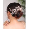 Denifery Rose Gold Bridal Hair Comb Sparkly Rhinestones Wedding Hair Comb Pearl Bridal Headpiece Rose Gold Hair Accessories for Women and Girls (Silver)