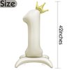 Eoopoon 42 Inch Crown Birthday Number Balloon 4, Big Size Number 4 Balloon with Base for Boy Girl Birthday Party Decoration, Anniversary Decor Theme Party Supplies (Cream White 4)