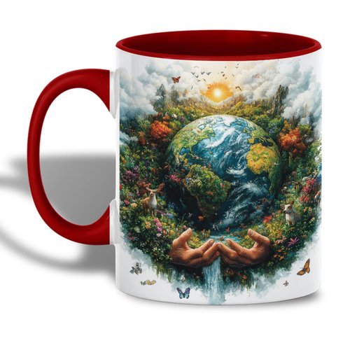 ANOVRA Earth Nature Ceramic Mug - Save The Planet Coffee Cup - Eco Friendly Wildlife Art - Ceramic Coffee Mug for Nature Lovers and Environmentalists, 11oz