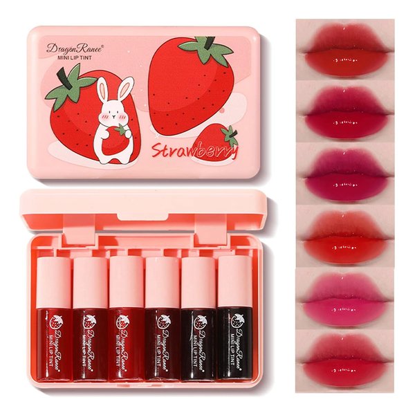 Yishifa 6 Colors Lip Tint Stain Mini Liquid Lipstick, Korean Lip Gloss Moisturizing Natural Velvet Lip Tint, Waterproof Longwear Liquid Blush & Lip Stain, Vivid Color Lip Tint Makeup