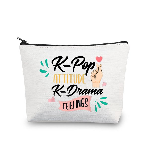 MEIKIUP K-Drama Lover Makeup Bag K-POP Music Fans Gift K-POP Attitude With K-Drama Feelings Travel Zipper Cosmetic Bag (K-Drama Feelings Bag)