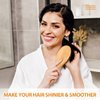 Pack of 2 Bamboo Hair Brushes, 100% Natural Eco-friendly Hair Brush with Bamboo Bristles, Massages Scalp Anti-Static Hair Detangle for All Types, Lightweight (Oval)
