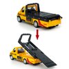 Flatbed Truck Toy Rescue Tow Truck Transport Trailer Car Carrier Metal Diecast Pull Back Vehicles 2 in 1 Vehicle Playset Toy Trucks for Boys Kids Toddlers Birthday Gifts for Age 3 4 5 6, Yellow
