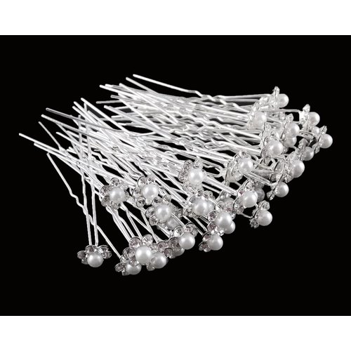 yueton 40pcs Wedding Bridal Pearl Flower Crystal Hair Pins Clips Women Headwear Hair Accessories