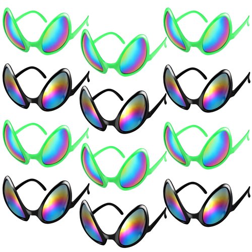 Bencailor 12 Pack Halloween Alien Glasses with Lenses Novelty Funny Glasses Alien Costume Accessories for Halloween Cosplay (Mixed Colors)