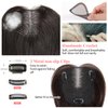 Uaismewow Hair Toppers for Women Real Human Hair Short Hair Toppers for Women with Thinning Hair 100% Remy Human Hair Clip in Dark Brown Real Hair Topper Middle Part Hair Topper for Thin Hair