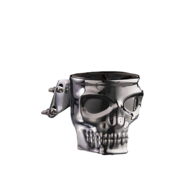 Kruzer Kustom Kaddy Chrome Skull Motorcycle Cup Holder