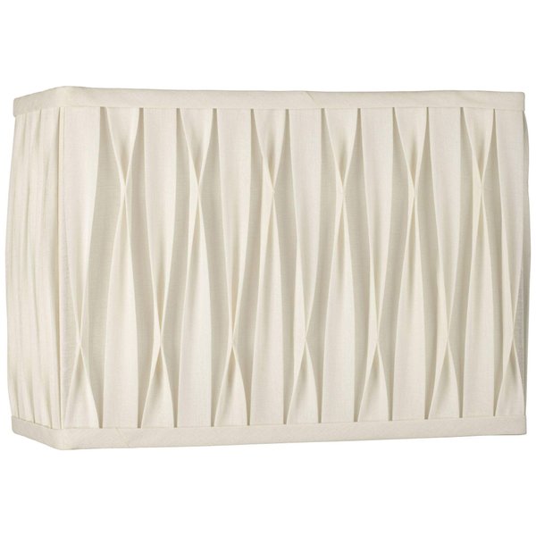 White Pinched Pleat Medium Rectangle Lamp Shade 14" Wide x 7" Deep x 10" High (Spider) Replacement with Harp and Finial - Springcrest