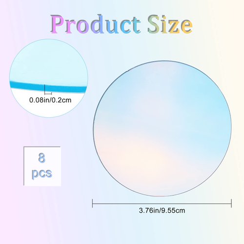CRASPIRE Clear Circle Acrylic 4 Inch Iridescent Acrylic Plates 0.08 Inch Thick Round Acrylic Blanks Acrylic Discs Sheet Transparent Acrylic Panel for Picture Frame Painting DIY Crafts