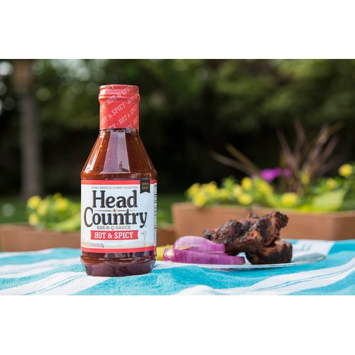 Head Country Bar-B-Q Sauce, Hot & Spicy | Soy Free, Gluten Free Spicy BBQ Sauce With No Added Preservatives | Spicy & Tangy Championship Barbecue Sauce For Pizza, Spuds & Wings | 20 Ounce, Pack of 1
