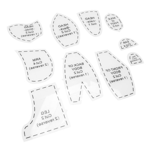 Memory Bear Template Set, High Efficiency Versatile Usage Sturdy Reusable Bear Sewing Pattern Ruler for Doll Making (Medium (12 inch))